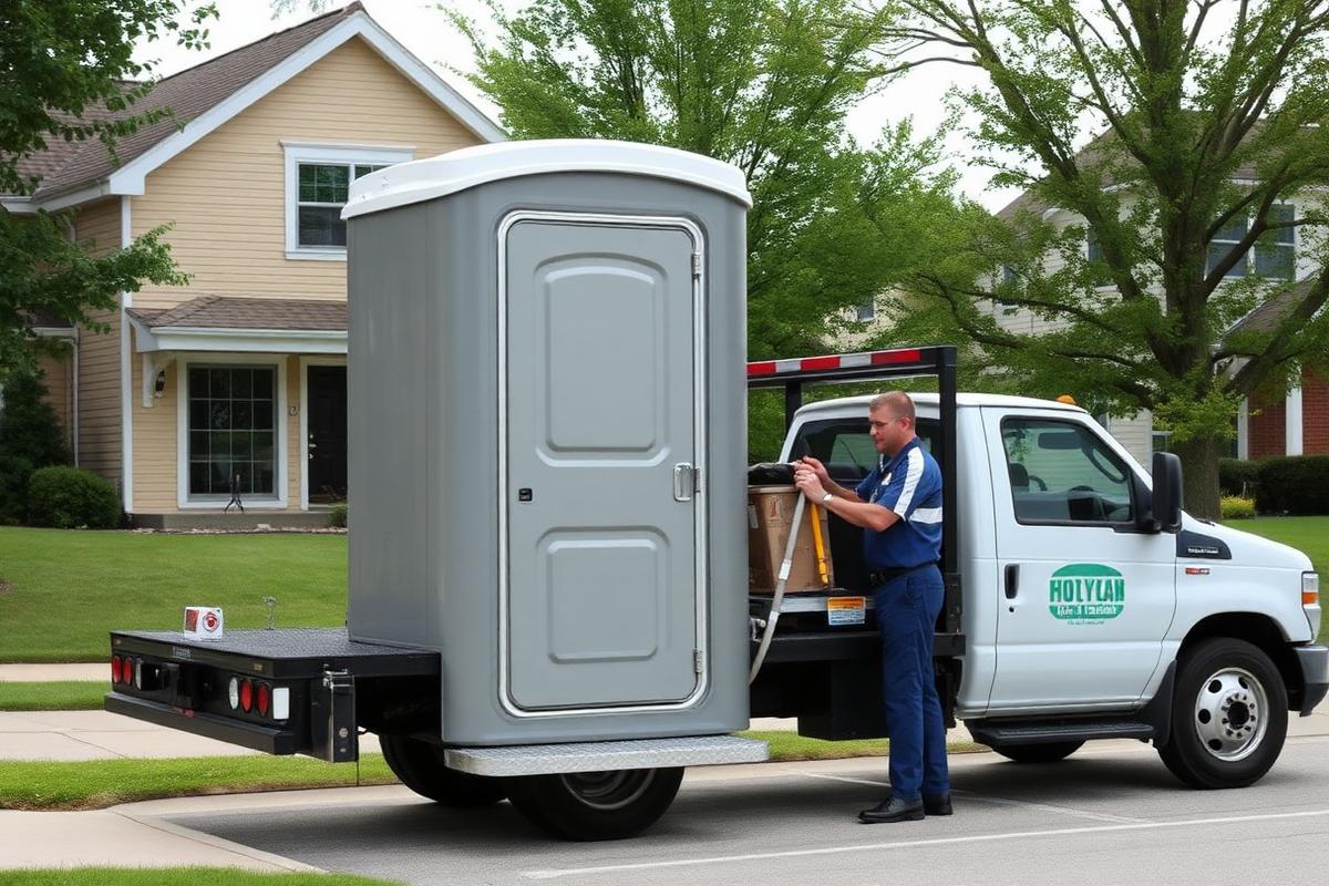 Portable restroom delivery in a Bellevue, NE neighborhood
